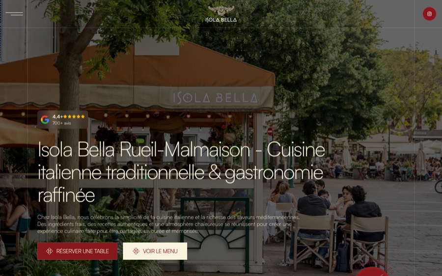 Aperçu du site web de la trattoria Isola Bella à Paris créé par Softbird