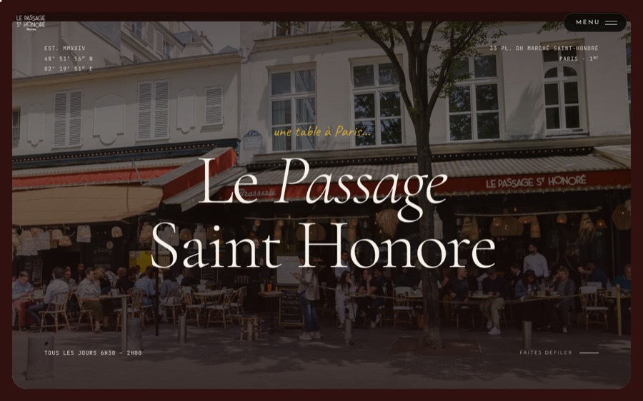 Aperçu du site web de Le Passage Saint-Honoré à Paris créé par Softbird