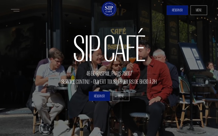 Aperçu du site web du café Sip Babylone à Paris créé par Softbird