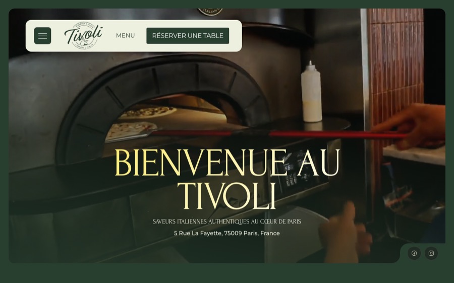 Aperçu du site web du restaurant italien Tivoli à Paris créé par Softbird