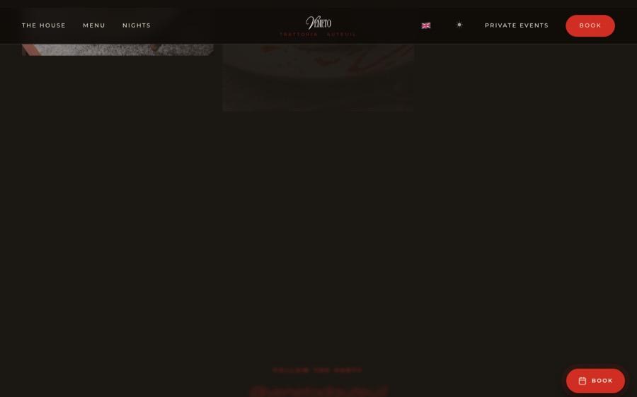 Aperçu du site web de la trattoria Veneto d'Ottoi à Paris créé par Softbird